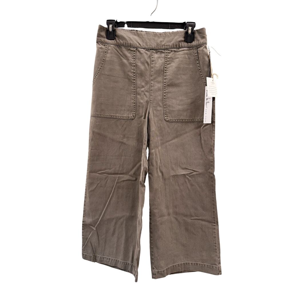 NWT Nicole Miller New York Wide Leg Stretch Goucho Pant Olive Green Size 6